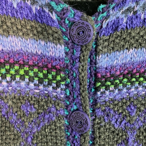 Sigrid Olsen Hand Knit Multicolor Cardigan Sweater size medium - Picture 6 of 15